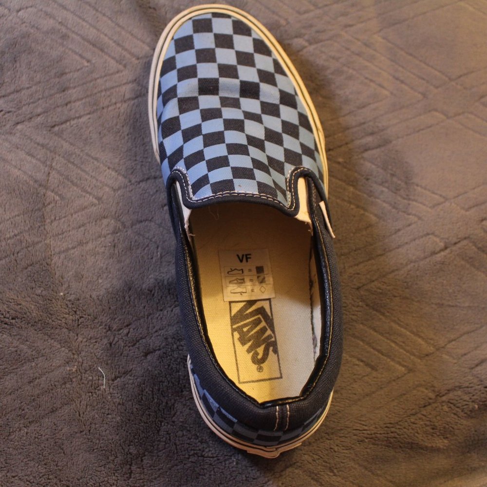 Blue Checkerboard Slip-On Vans - Picture 6 of 8